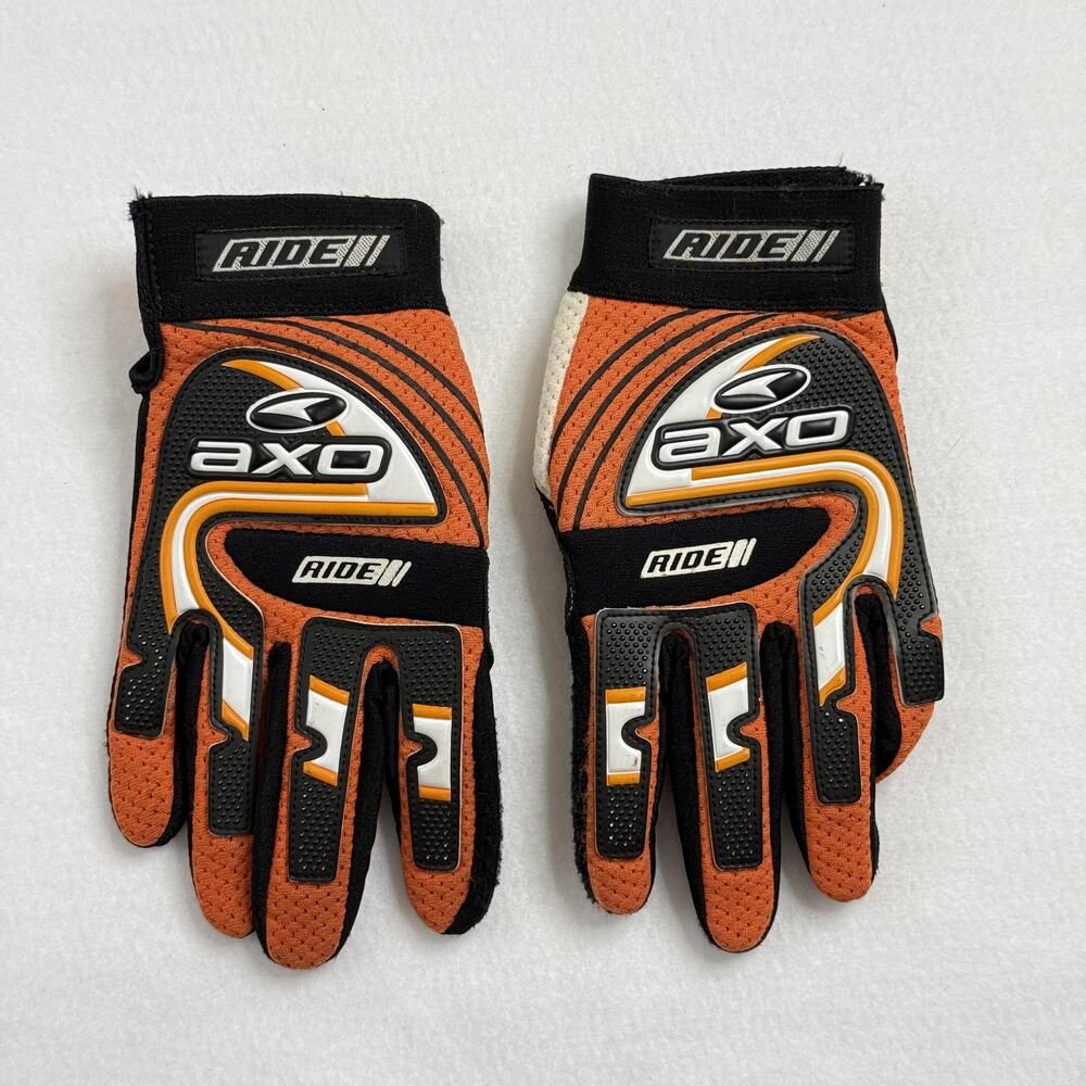 AXO Junior Boys Motocross Gloves L Orange Black Padded Off Road MX ATV RIDE